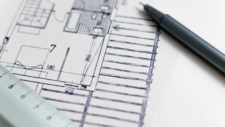 Imagen de un plano de una construcción que debe pasar la Inspección Técnica de Edificios