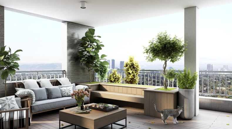 Un espacio al aire libre donde tomar el sol, leer o cenar con vistas.