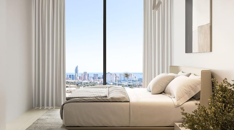 Imagen de Finestrat desde una vivienda de la promoción Camporrosso Serpentine.